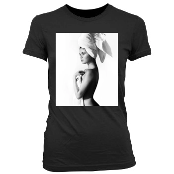 Selena Gomez Women's Junior Cut Crewneck T-Shirt