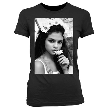 Selena Gomez Women's Junior Cut Crewneck T-Shirt