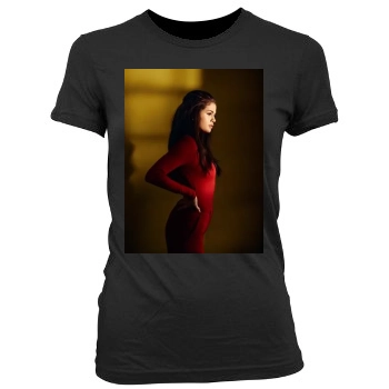 Selena Gomez Women's Junior Cut Crewneck T-Shirt