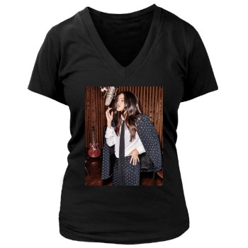 Selena Gomez Women's Deep V-Neck TShirt