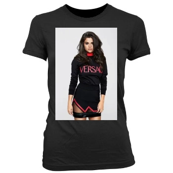 Selena Gomez Women's Junior Cut Crewneck T-Shirt