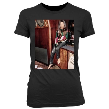 Selena Gomez Women's Junior Cut Crewneck T-Shirt