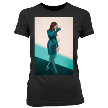 Selena Gomez Women's Junior Cut Crewneck T-Shirt