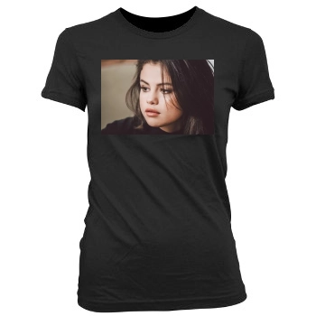 Selena Gomez Women's Junior Cut Crewneck T-Shirt