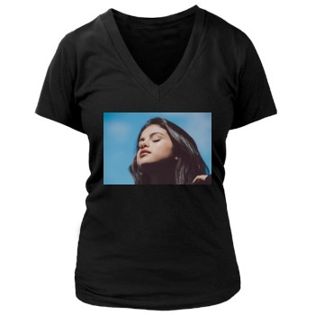 Selena Gomez Women's Deep V-Neck TShirt