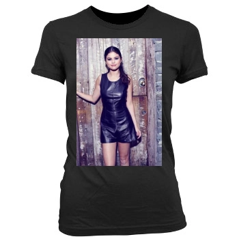 Selena Gomez Women's Junior Cut Crewneck T-Shirt