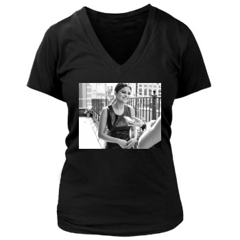 Selena Gomez Women's Deep V-Neck TShirt