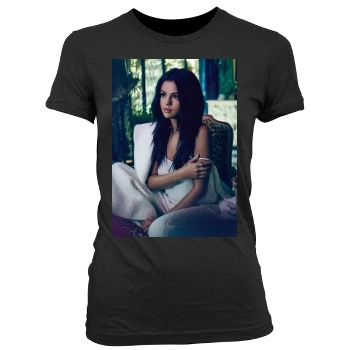 Selena Gomez Women's Junior Cut Crewneck T-Shirt