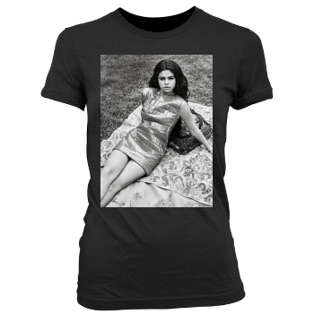 Selena Gomez Women's Junior Cut Crewneck T-Shirt