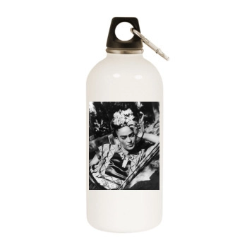 Frida Kahlo White Water Bottle With Carabiner