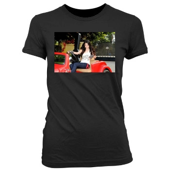 Selena Gomez Women's Junior Cut Crewneck T-Shirt