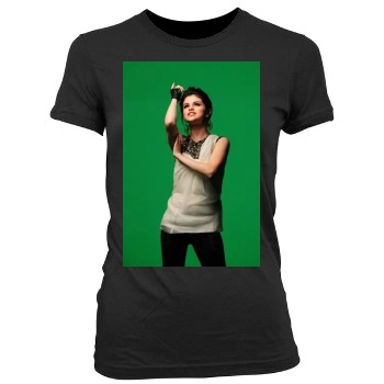 Selena Gomez Women's Junior Cut Crewneck T-Shirt