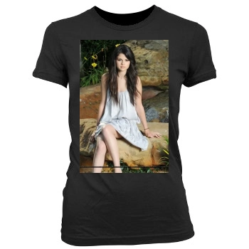 Selena Gomez Women's Junior Cut Crewneck T-Shirt