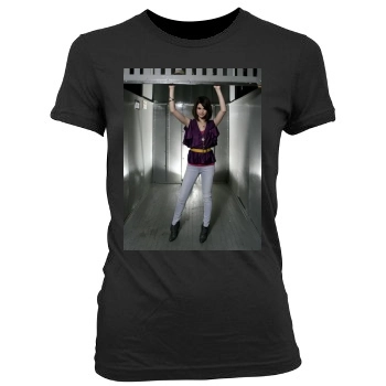 Selena Gomez Women's Junior Cut Crewneck T-Shirt