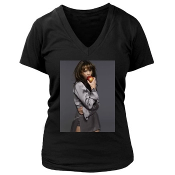 Sophie Marceau Women's Deep V-Neck TShirt