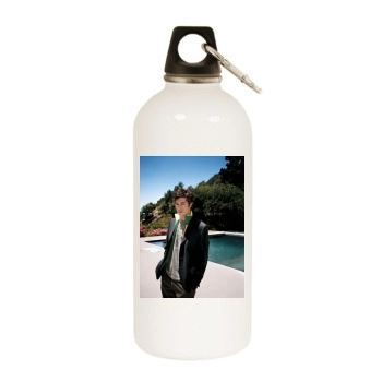 Adam Brody White Water Bottle With Carabiner