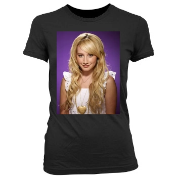 Ashley Tisdale Women's Junior Cut Crewneck T-Shirt