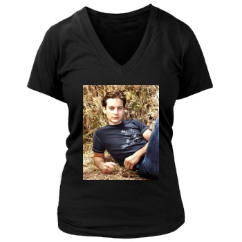 Tobey Maguire Women's Deep V-Neck TShirt