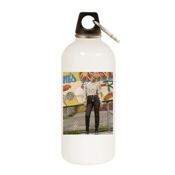 Amber Valletta White Water Bottle With Carabiner