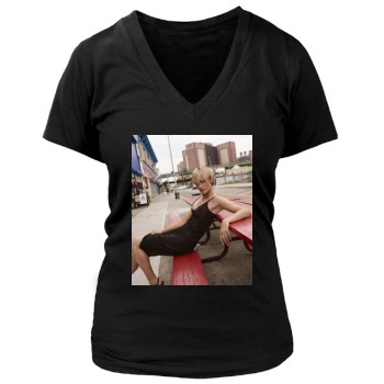 Amber Valletta Women's Deep V-Neck TShirt