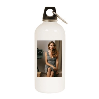 Saffron Burrows White Water Bottle With Carabiner