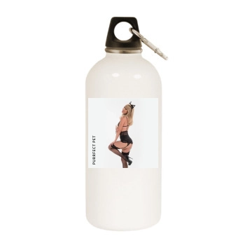 Sara Jean Underwood White Water Bottle With Carabiner