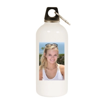 Sara Paxton White Water Bottle With Carabiner