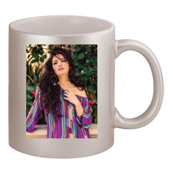 Sarah Shahi 11oz Metallic Silver Mug