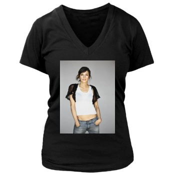 Famke Janssen Women's Deep V-Neck TShirt