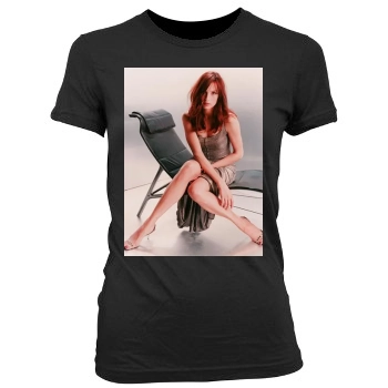 Famke Janssen Women's Junior Cut Crewneck T-Shirt