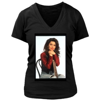 Shania Twain Women's Deep V-Neck TShirt