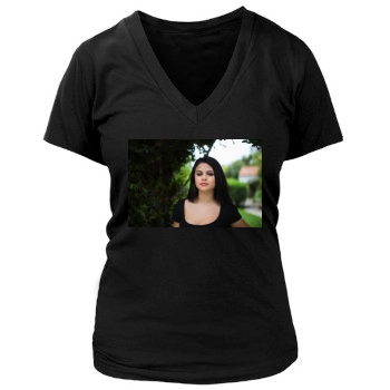 Selena Gomez Women's Deep V-Neck TShirt