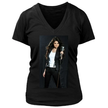 Selena Gomez Women's Deep V-Neck TShirt