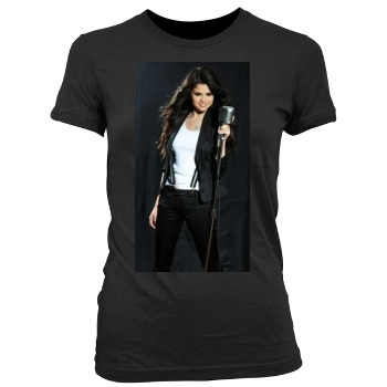 Selena Gomez Women's Junior Cut Crewneck T-Shirt