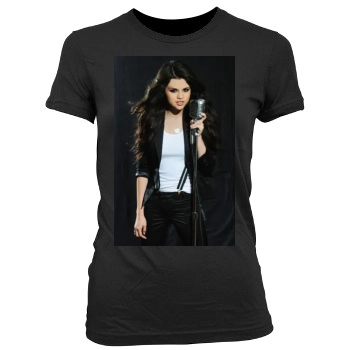 Selena Gomez Women's Junior Cut Crewneck T-Shirt