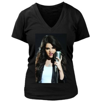 Selena Gomez Women's Deep V-Neck TShirt