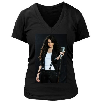 Selena Gomez Women's Deep V-Neck TShirt