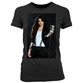 Selena Gomez Women's Junior Cut Crewneck T-Shirt