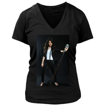 Selena Gomez Women's Deep V-Neck TShirt