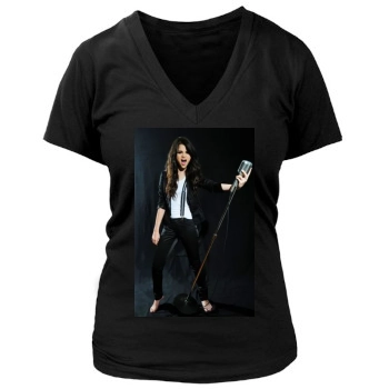 Selena Gomez Women's Deep V-Neck TShirt