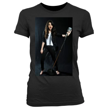 Selena Gomez Women's Junior Cut Crewneck T-Shirt