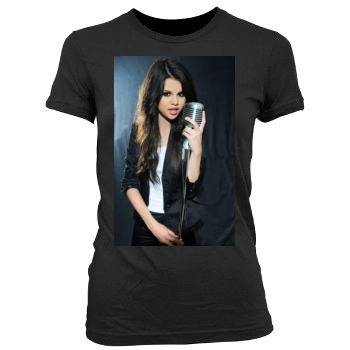 Selena Gomez Women's Junior Cut Crewneck T-Shirt