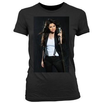 Selena Gomez Women's Junior Cut Crewneck T-Shirt