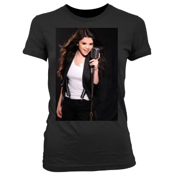 Selena Gomez Women's Junior Cut Crewneck T-Shirt