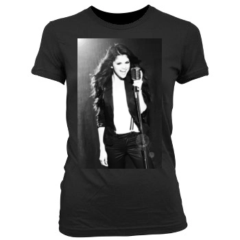 Selena Gomez Women's Junior Cut Crewneck T-Shirt