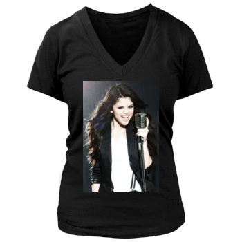 Selena Gomez Women's Deep V-Neck TShirt