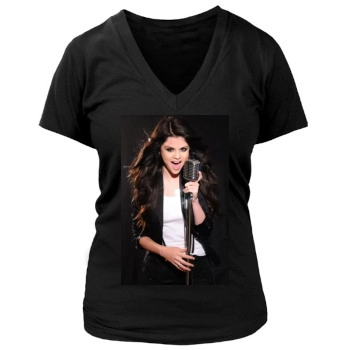 Selena Gomez Women's Deep V-Neck TShirt