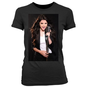 Selena Gomez Women's Junior Cut Crewneck T-Shirt