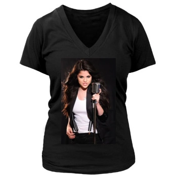 Selena Gomez Women's Deep V-Neck TShirt