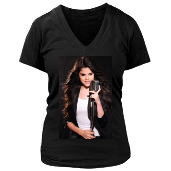 Selena Gomez Women's Deep V-Neck TShirt